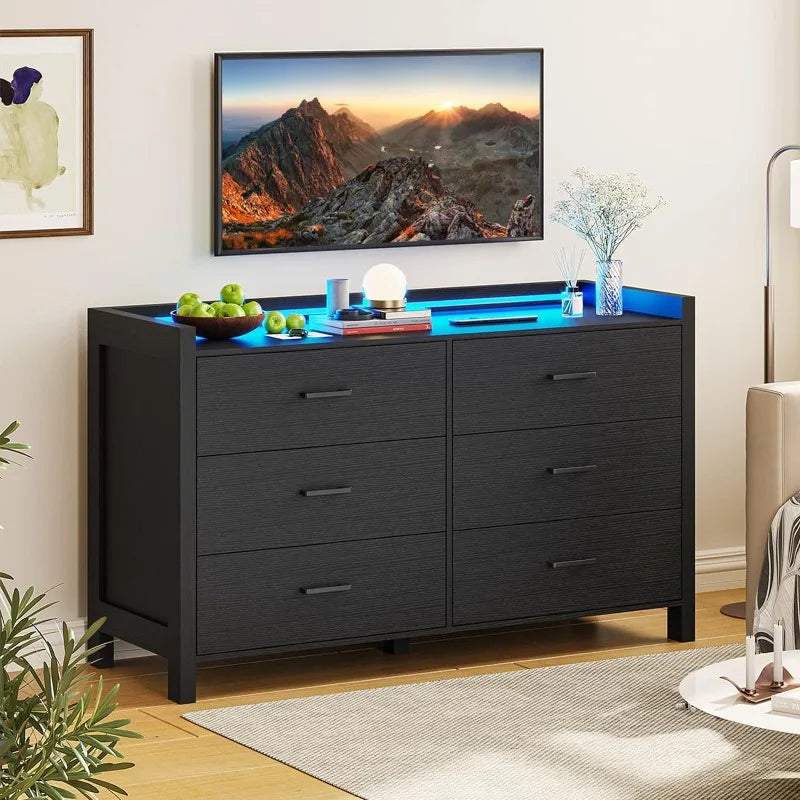 dresser led 6 Drawer Double Dresser with LED Lights – comfyhomeaccents