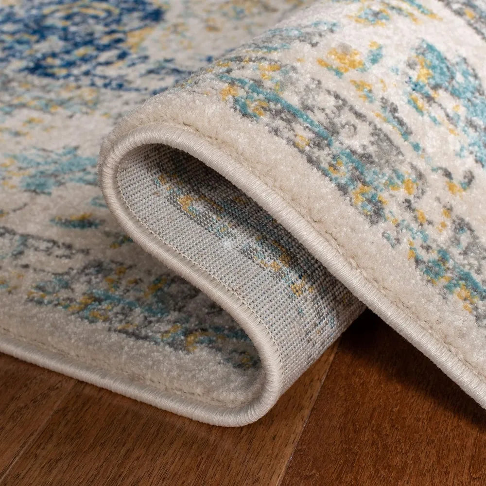 Ivory & Blue Vintage Area Rug