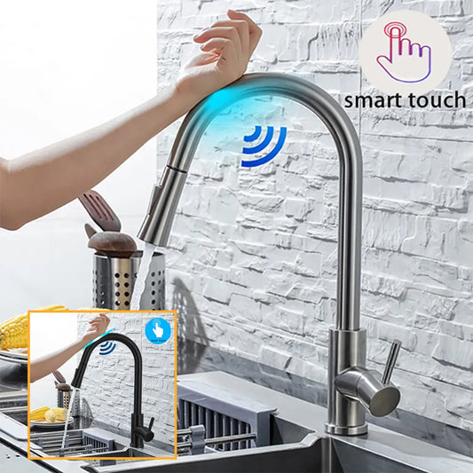 Tap Sensor Kitchen Faucet with pull out sprayer