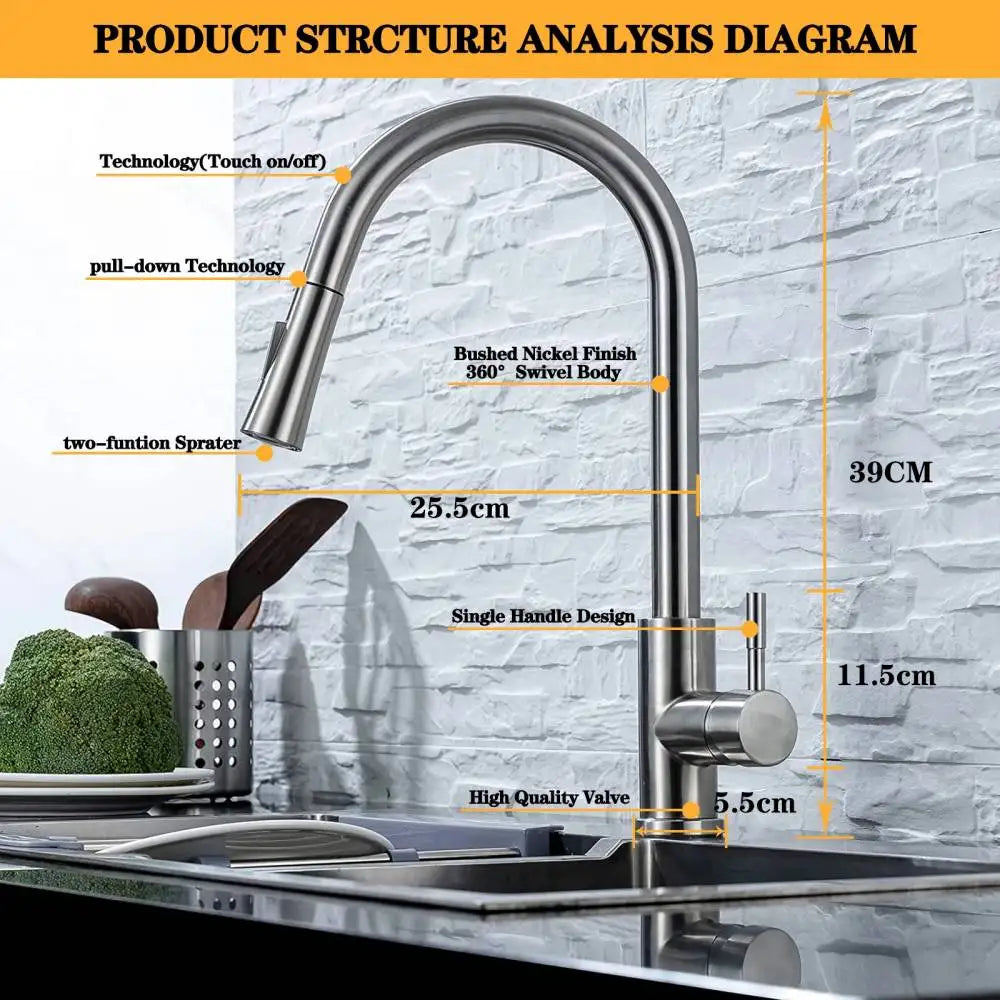 Tap Sensor Kitchen Faucet with pull out sprayer