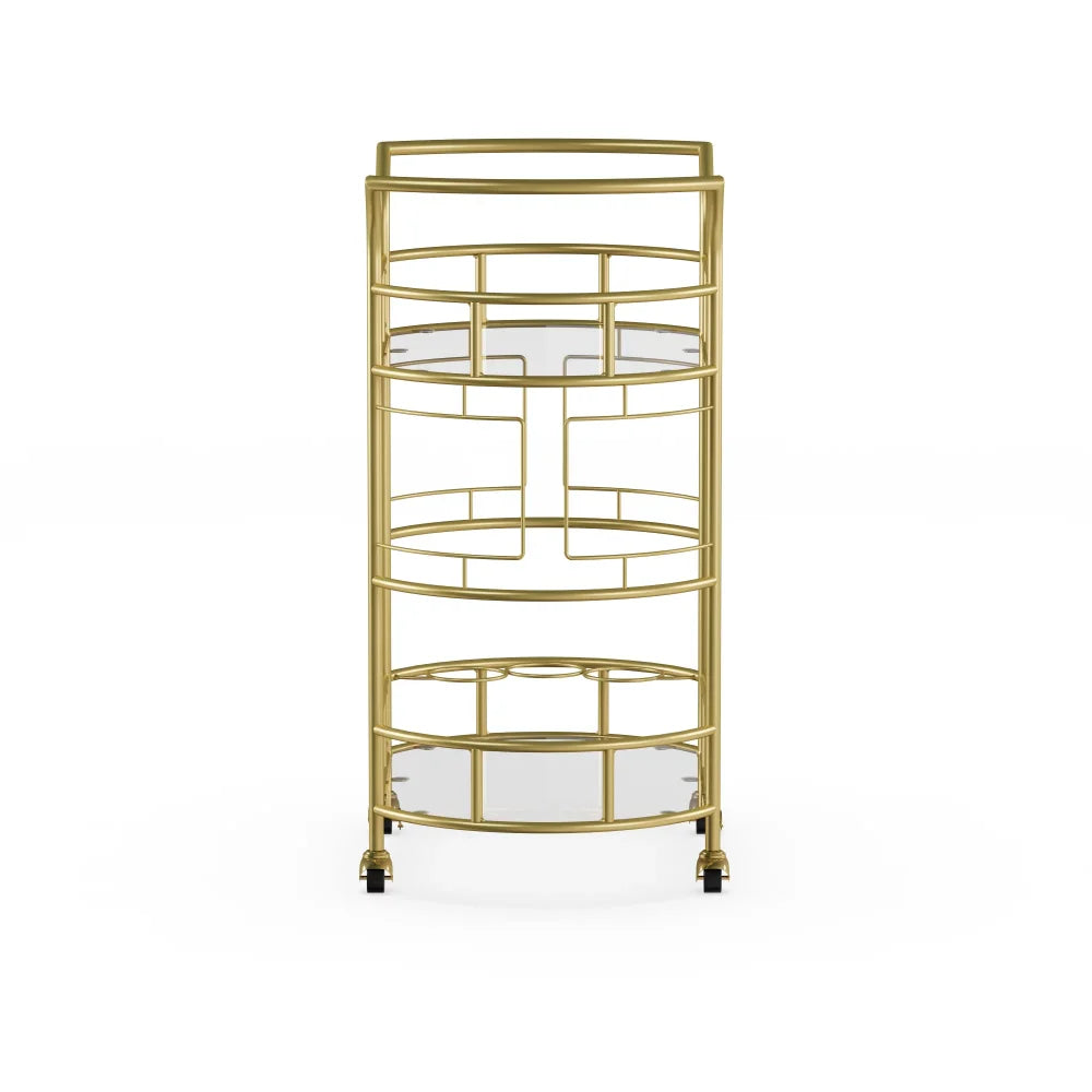 Bar Cart with Matte Gold Metal