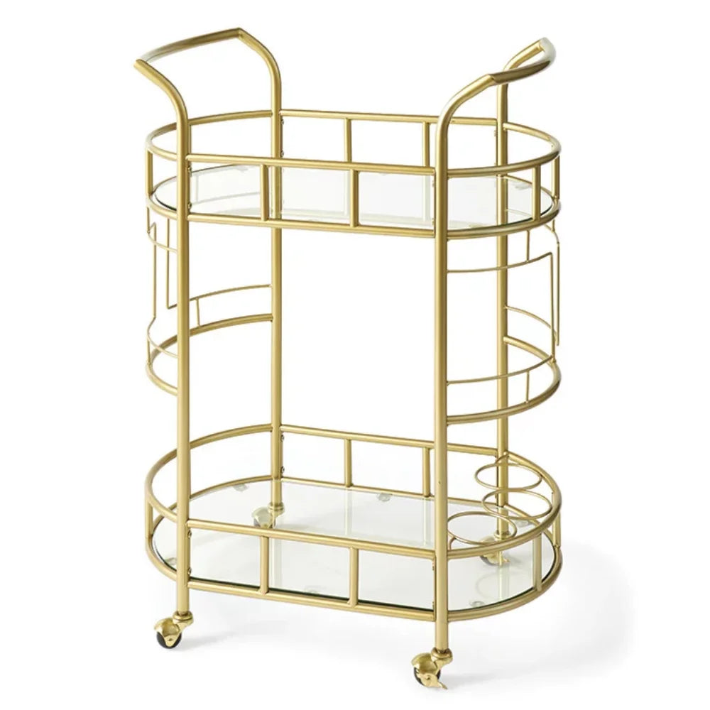 Bar Cart with Matte Gold Metal