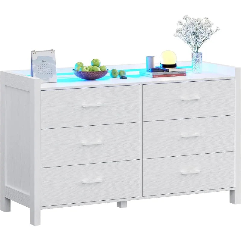 led dresser 6 Drawer Double Dresser with LED Lights – comfyhomeaccents