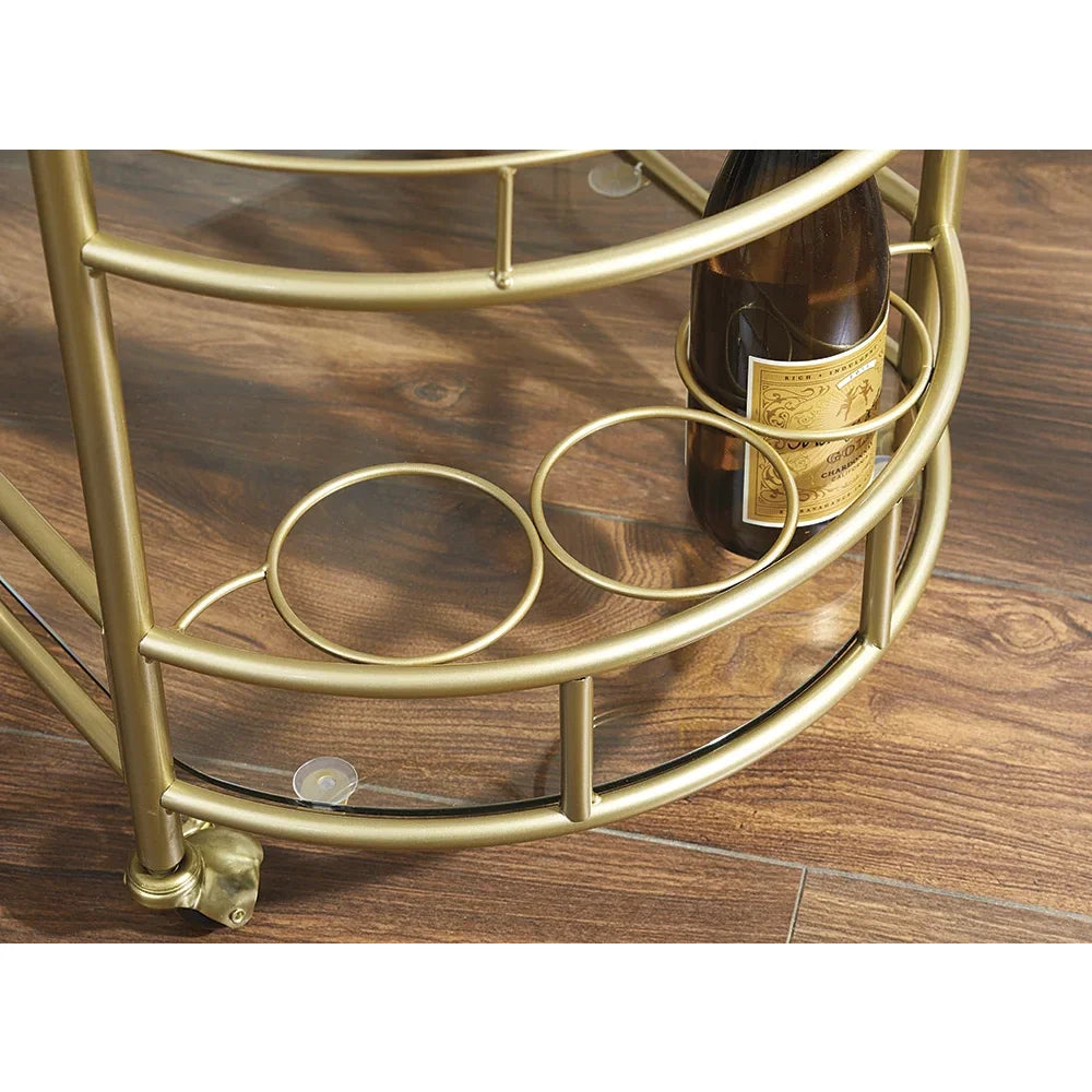 Bar Cart with Matte Gold Metal