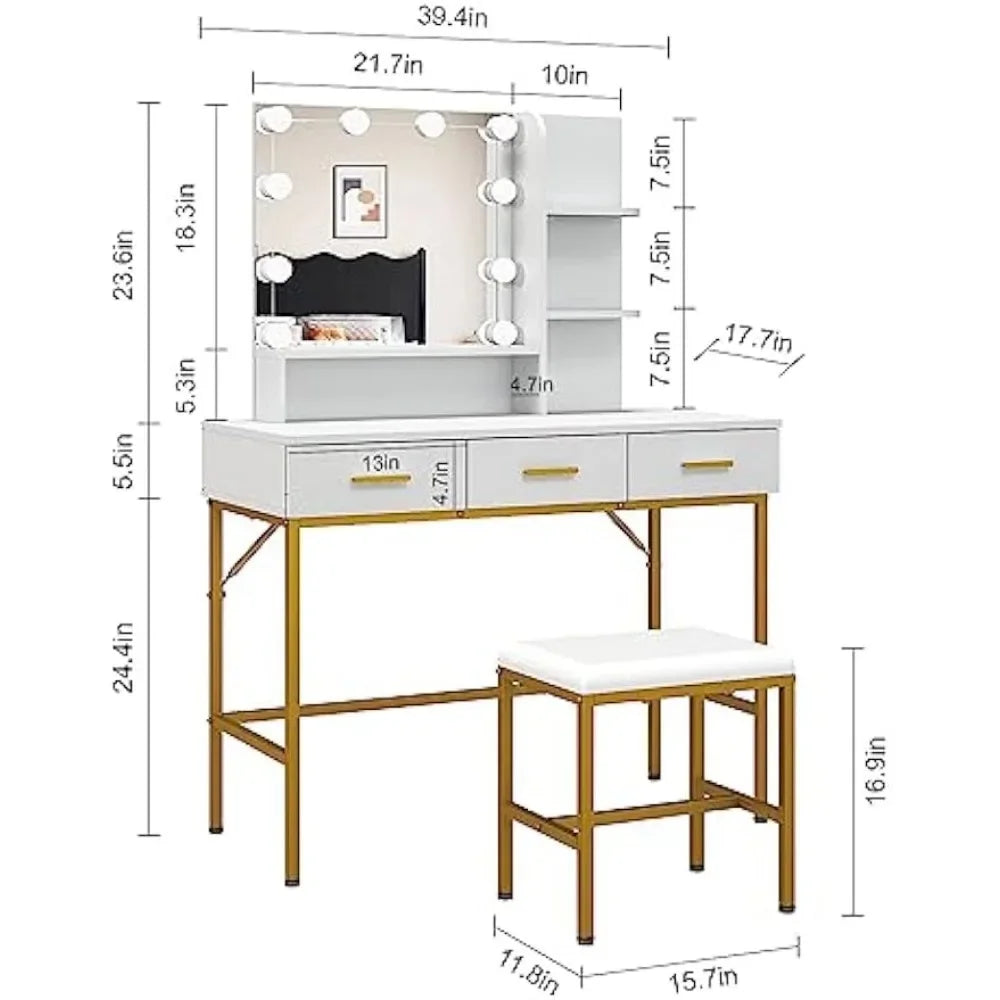 Vanity Table with Lighted Mirror