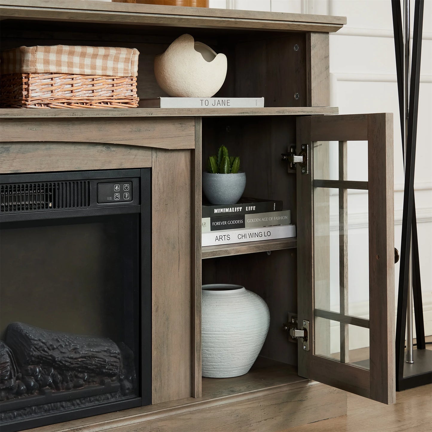 Entertainment Console with Fireplace