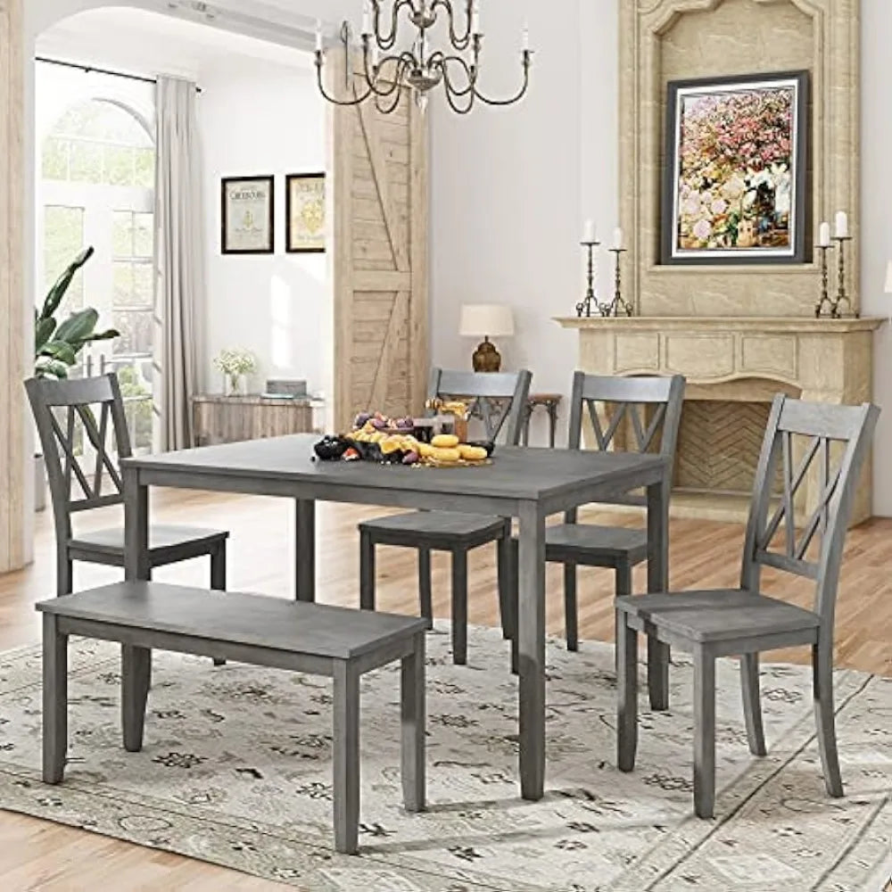 Farmhouse Rustic Dining Table Set