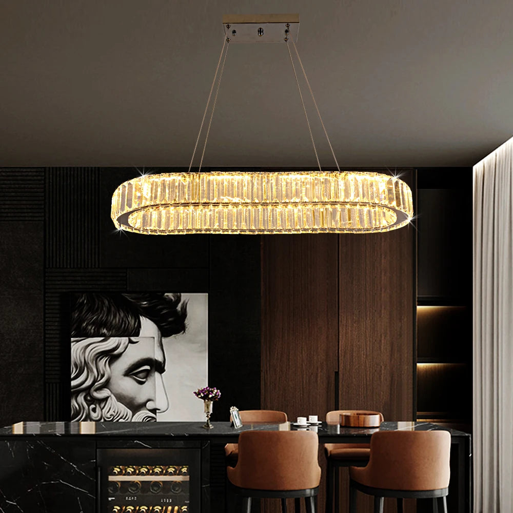 Crystal Oval Led Chandelier