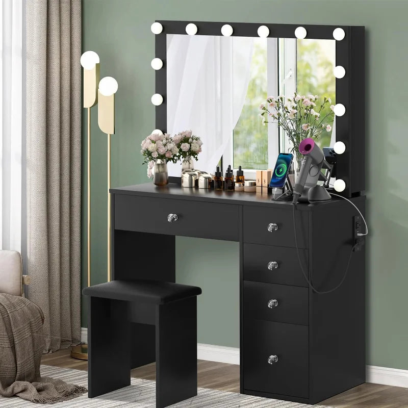 Vanity Desk with Lighted Mirror