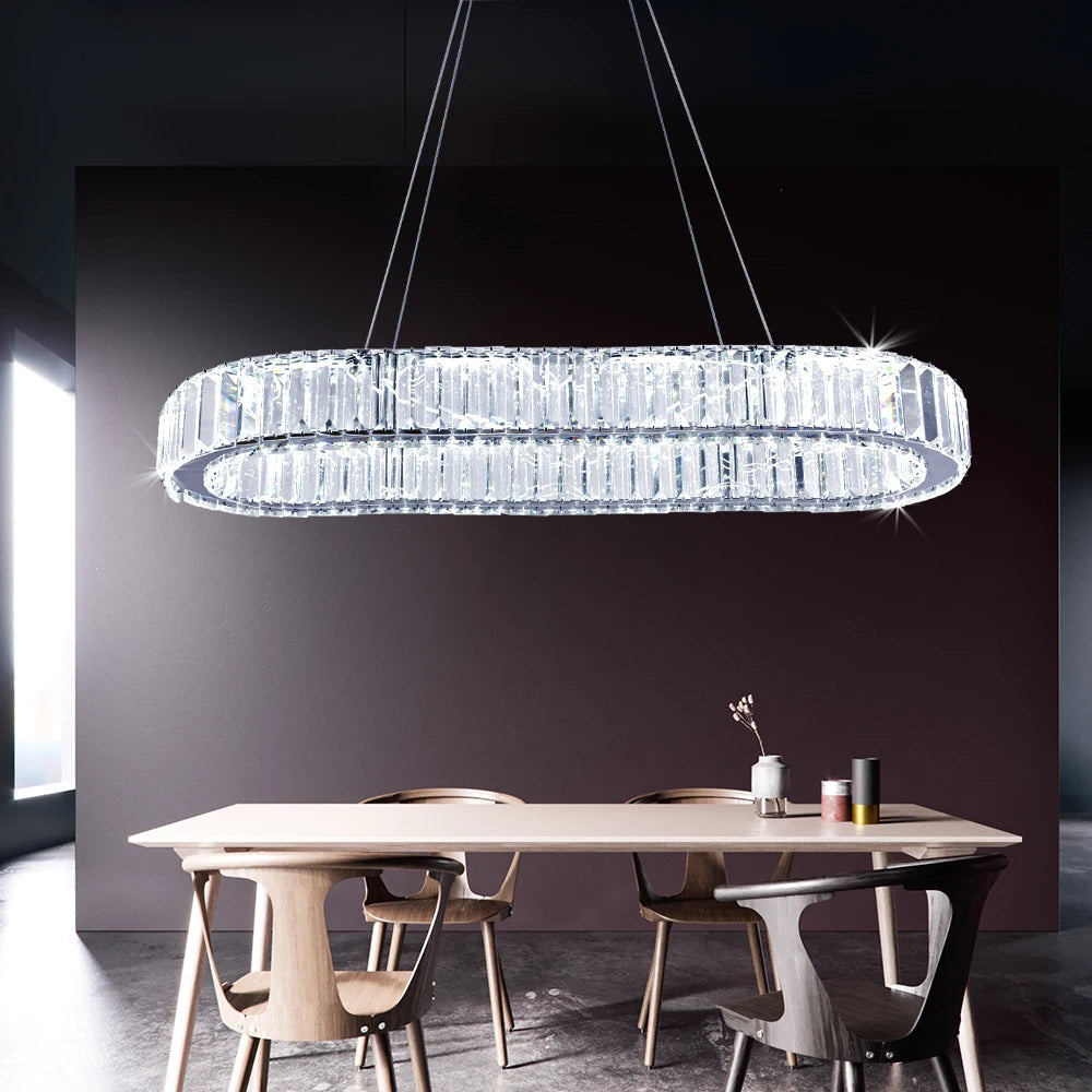 Crystal Oval Led Chandelier