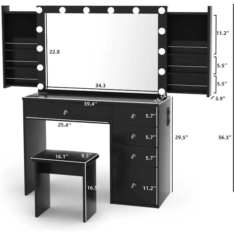 Vanity Desk with Lighted Mirror