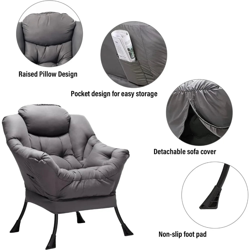 Upholstered Reading Chair with Footrest