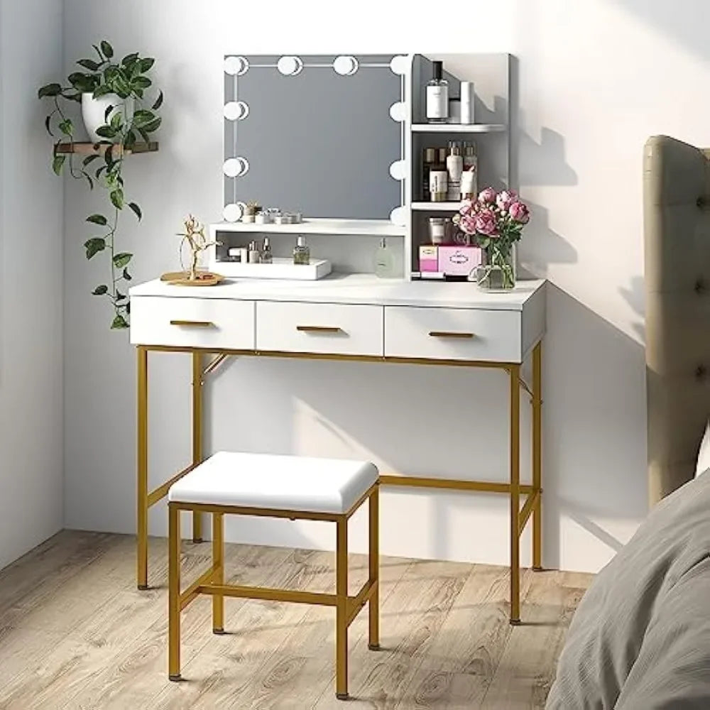 Vanity Table with Lighted Mirror