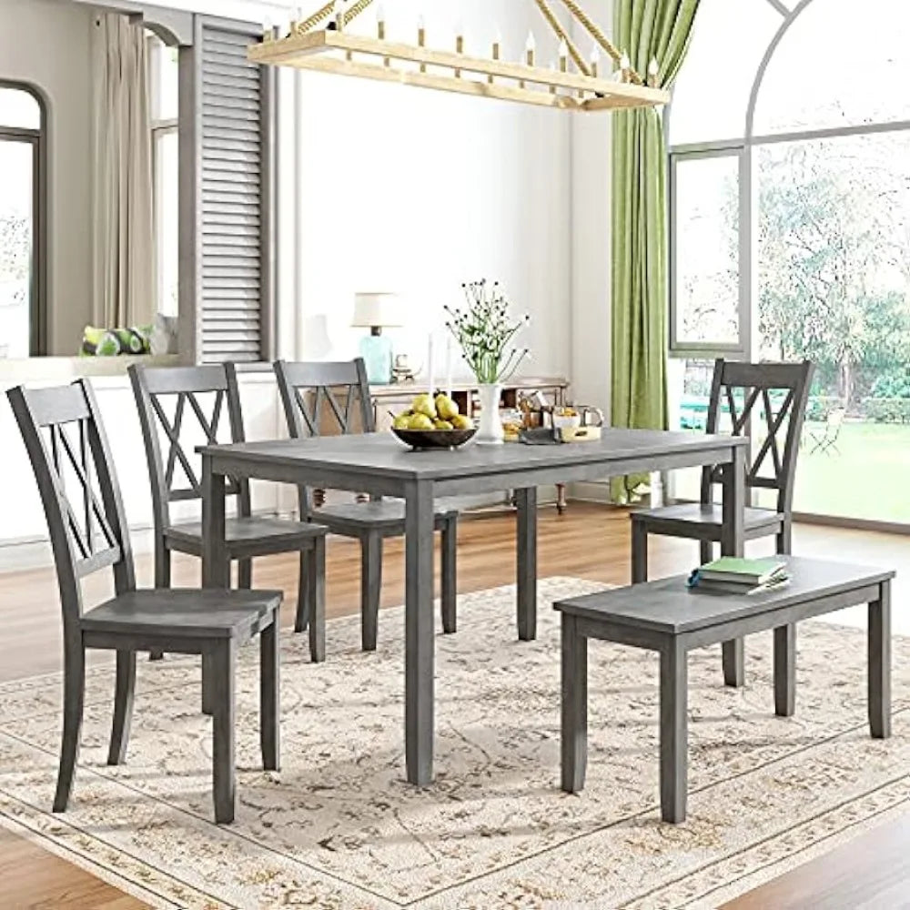 Farmhouse Rustic Dining Table Set