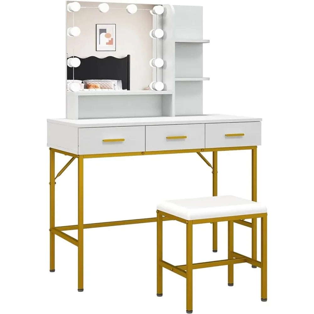 Vanity Table with Lighted Mirror