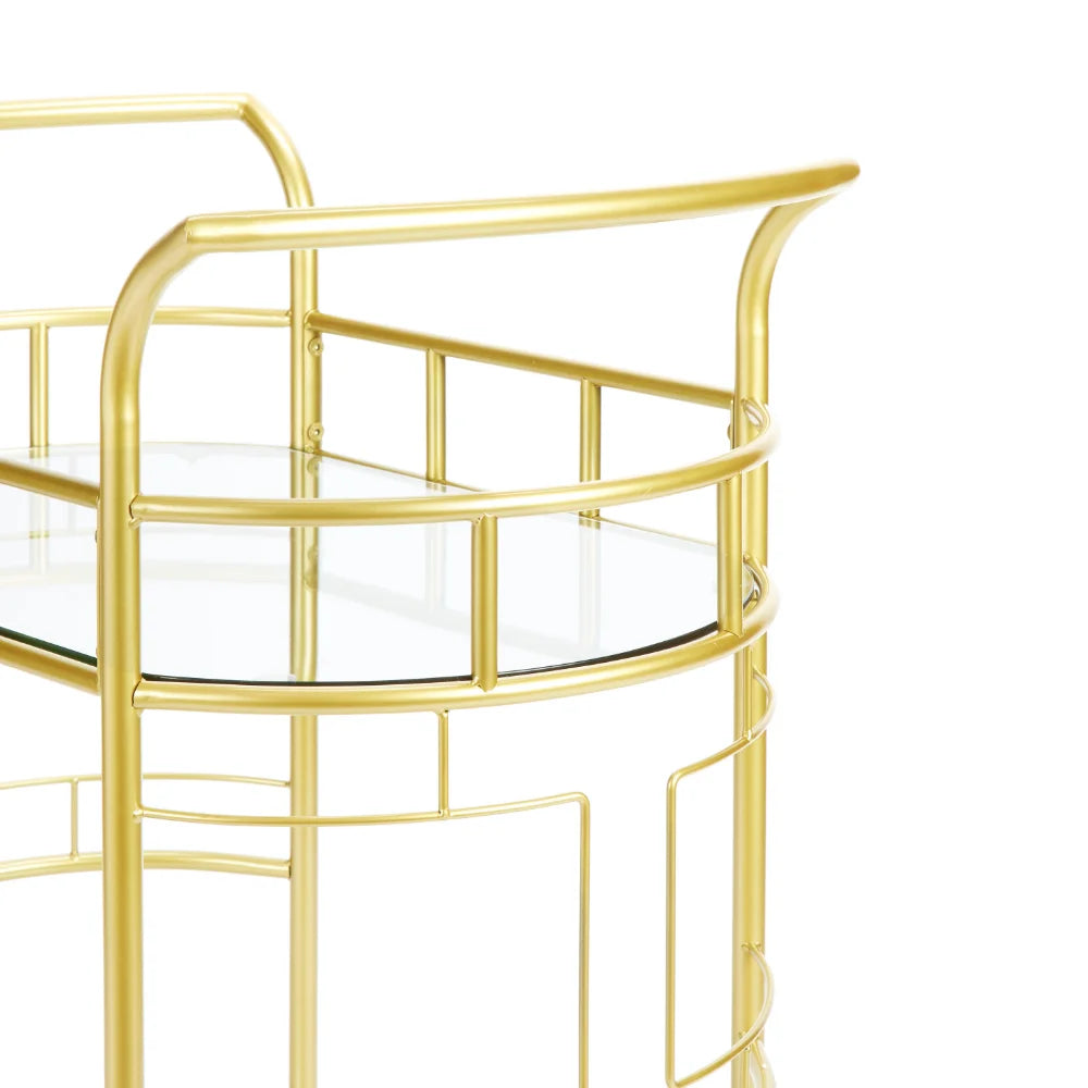 Bar Cart with Matte Gold Metal