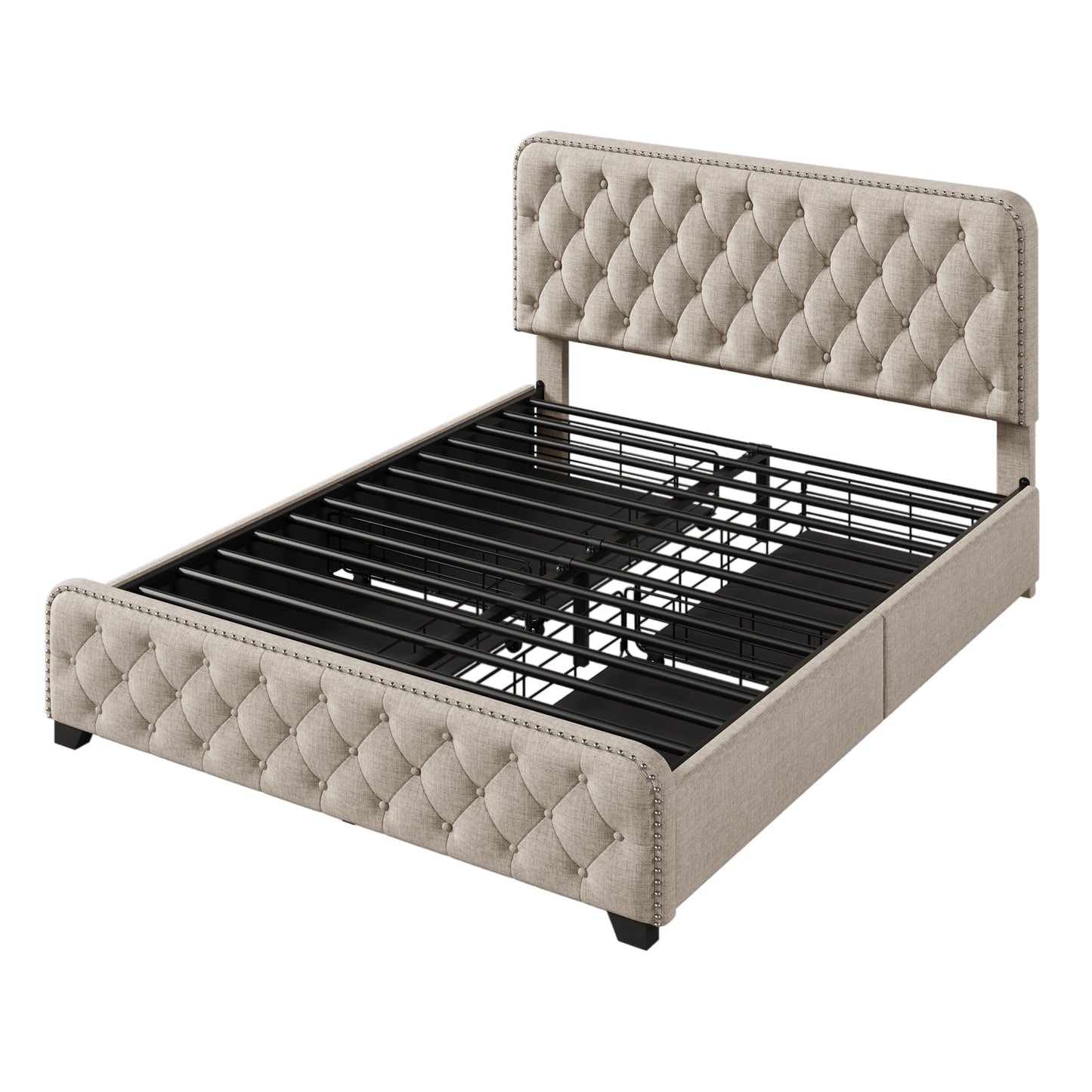 Upholstered Bed Frame w/ Drawers